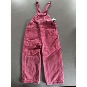 Carhartt Girls 3T Pink Flannel Lined Overalls Adjustable Straps Pockets